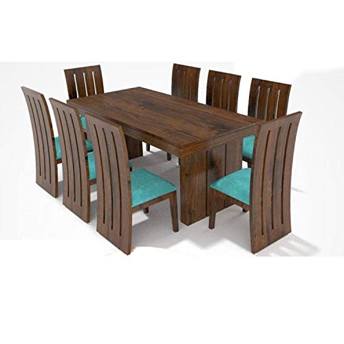 Image of Custom Decor Sheesham Wood Furniture Dining Table with 8 Chairs for Living Room (Honey Teak with Foster Chairs)