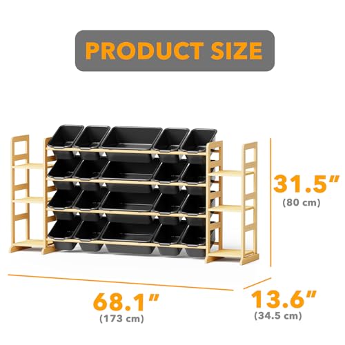 Image of SpaceAid Toy Storage Organizer with 6 Shelves and 20 Bins, Toy Organizers Storage Bookshelf, Kids Bin Shelf Toys Box Bookcase for Bedroom Playroom Organization Room Decor, True Black