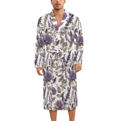 Kimono léger en soie imprimé lavande pour des matinées cocooning uniques