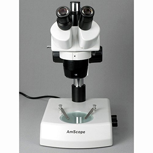 Amscope Sw-2T24X Trinocular Stereo Microscope, Wh10X Eyepieces, 10X/20X/40X Magnification, 2X/4X Objective, Upper And Lower Halogen Lighting, Pillar Stand, 110V-120V, Includes 0.5X Barlow Lens #TOP3