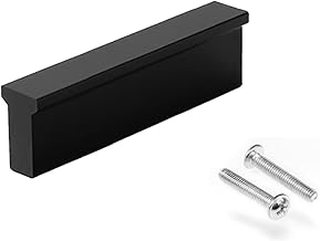 Drenky Cabinet Handles, Matte Black Aluminum Kitchen Pulls 64mm Hole Centers Furniture Handles with Screws for Cabinet, 2 Pieces