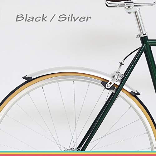 Błotnik Rowerowy, Błotnik Rowerowy, 1 Para Przednich Tylnych Błotników Rowerowych, Błotnik Rowerowy Retro 700C Szosowy, Praktyczne Części Rowerowe, Srebrny/Sier F R 1Pair