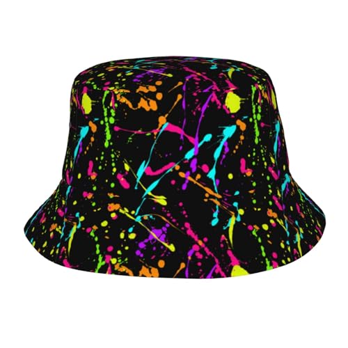 Glow in Dark Splatter Neon Bucket Hats Sun Beach Hat Summer Fashion Fisherman Cap Outdoor for Women Men Travel