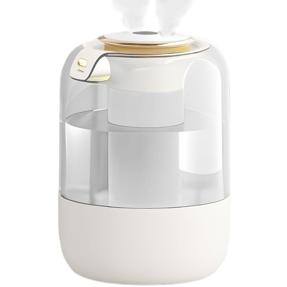 Luftbefeuchter Schlafzimmer Top-Fill Humidifier - 2L 360° Doppeldüse Raumbefeuchter mit 7 Farben Nachtlicht, Aroma Disc, für Babys Und Pflanzen (Weiß)