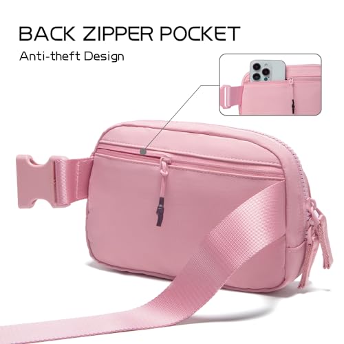 Image of Belt Bag for Women Two-Way Zipper Fanny Pack Crossbody Bags for Women Fashion Waist Packs Cross Body Fanny Pack with Adjustable Strap Gifts for Teen Girls (Pink)