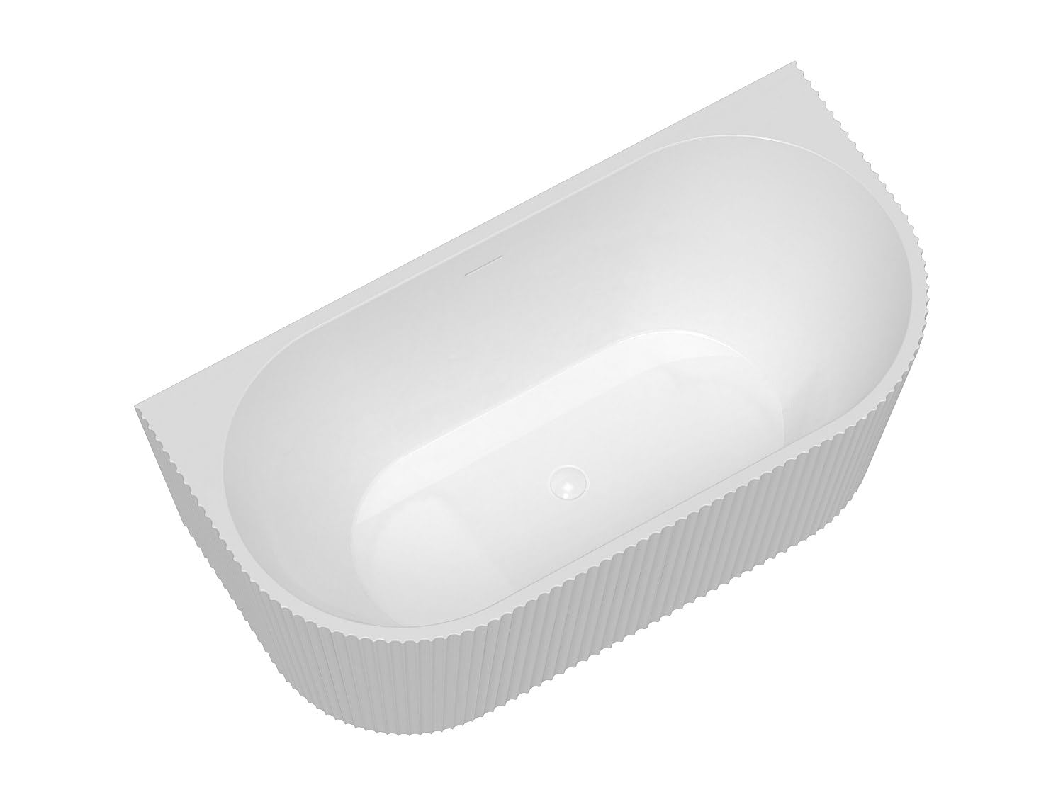 Vente-unique - Vasca da bagno semi-freestanding scanalata 250 litri 170,5 x 80 x 58,5 cm Bianco lucido Acrilico - ZELINA