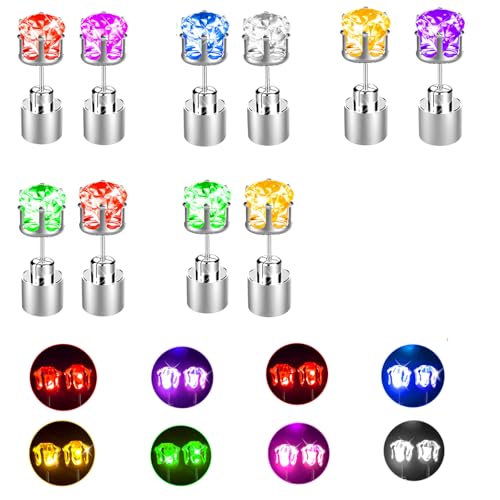 Glow Earrings, Light Up Earring For Women, Stainless Led Stud Earrings For Men, Diamond Crown Studs For Party Valentine Halloween Christmas New Year Gifts