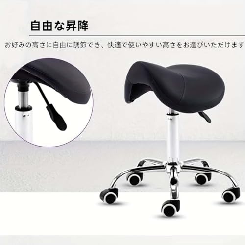 Youluckサドルスツール 調節可能な油圧スツール 人間工学に基づいたローリングチェアリニックスパサロン、ビューティーサロンワークベンチバーチェア用回転椅子歯科オフィスマッサージク (ブラック) [並行輸入品] [5]