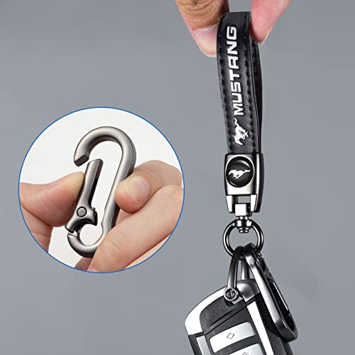 Sdshsm Genuine Leather Car Keychain For Ford Mustang Key Chain Key Lanyard Ring Accessories Family Present For Man And Woman （Black） #TOP3