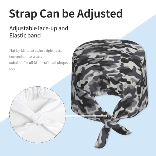 Image of Working Cap Scrub Cap with Sweatband Adjustable Unisex Women Tie Back Hat Nurse Surgical Caps