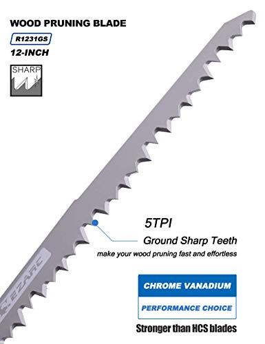 Ezarc Wood Pruning Reciprocating Saw Blade, 12-Inch Sawzall Blades R1231Gs 6Tpi (5-Pack) #TOP1