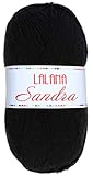 Hilo de Acrilico Ovillo de Lana para Tejer Crochet Ganchillo o Punto Torrijo SANDRA 100g, Ovillo de Lana Suave Acrílica para Tejer | 1 Unidad, Color 1774-NEGRO