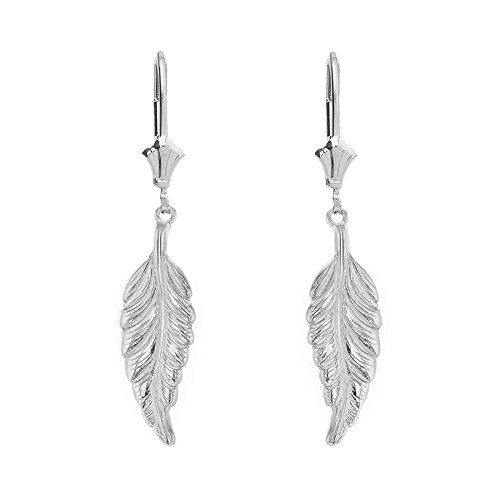 925 Sterling Silver Bohemia Leaf Feather Dangle Earrings