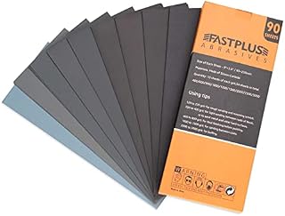 90Pcs Wet and Dry Sandpaper, 400 to 3000 Multi Grit wet dry sandpaper 9 x 3.6 Inches Abrasive Paper for Automotive Polishing, Metal Sanding and Wood Furniture Finishing