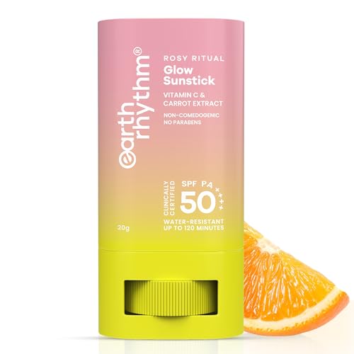 Image of Earth Rhythm Rosy Ritual Glow Sunstick SPF 50 PA ++++ with Vitamin C & Carrot Extract.In Vivo Tested