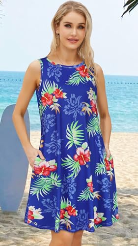 Image of elescat Women's Summer Dresses Casual Sleeveless Loose Sundress with Pocket