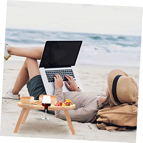 Table à vin pliante en bois kaki portative pour sol instable de camping - 7