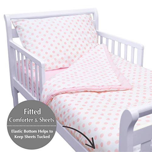 Image of American Baby Company 100% Cotton Percale 4-Piece Toddler Bedding Set, Pink, for Girls