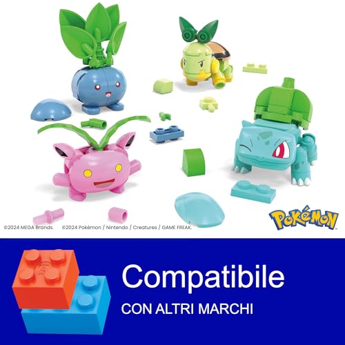 Mega PokéMon - Set PokéBall Squadra Di Tipo Erba, Con 118 Pezzi Da Costruire, Include 4 PokéMon Di Tipo Erba Costruibili E Snodati Con 4 Sfere PokéBall, Giocattolo Per Bambini, 6+ Anni, Verde, HWR77 - 2