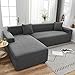 Antypoślizgowe Narzuta Na Sofę W Kształcie Litery L , Żakard Pokrowiec Na Sofę Narożną Rozciągliwy Krój Pokrowiec Na Segmentowe Kanapy Ochraniacz Na Sofę-ciemno szary-4-osobowa 235-300cm