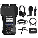 Zoom Enregistreur pratique H1 XLR, ensemble avec micro podcast Zoom ZDM 1 avec casque, pare brise, câble XLR, support de table et trépied de table