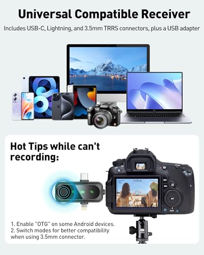 Image of GoorDik Wireless Lavalier Microphone for iPhone, Android, USB C, PC, Camera Video Recording 4 in 1 Clip-on Mics with Rotatable Clip&Denoise Recording, for Vlog Tiktok YouTube Podcast Content Creator