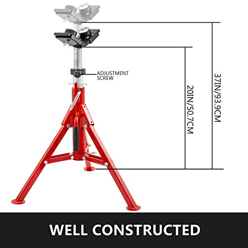 Mophorn Pipe Stand - 2-Ball Transfer V-Head - 2500 Lb Capacity - Adjustable Height 20-37 Inches - Folding Pipe Jack Stand For Welding And Pipe Threading - 1107C #TOP2