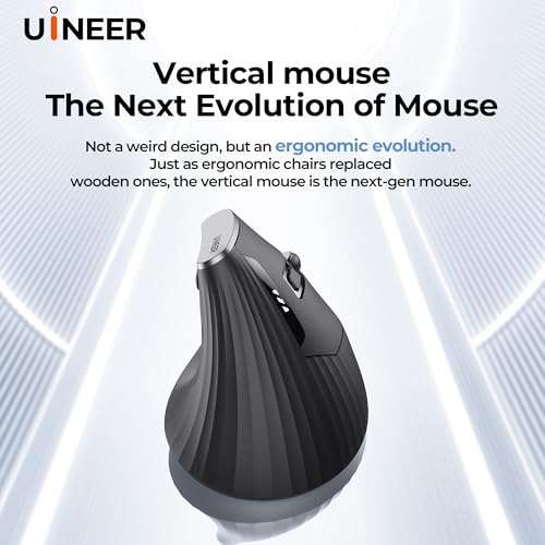 Uineer Wireless Ergonomic Mouse, Bluetooth Mice (BT4.0/5.0 and 2.4G) Rechargeable Vertical Mouse, 3 Multi-Device Connectivity for PC/Mac/Laptop/Computer, 4 DPI Quiet Clicks for Office, Home-Black by Uineer - Image 8