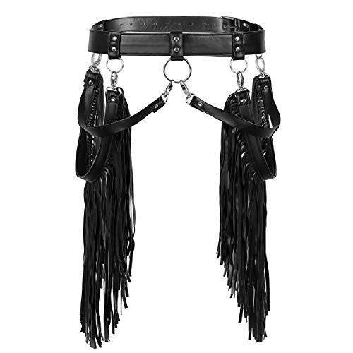 ACSUSS Women's Black PU Leather Sexy Punk Waist Harness Tassel Belt Costume Clubwear