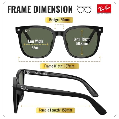 Image of Ray-Ban RB4401D Square Shaped Sunglasses for Men & Women with Official RAYBAN Eyewear Kit