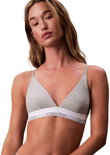 Calvin Klein Women’s Unlined Triangle Bralette with Logo Underband, Grey (Grey Heather), M