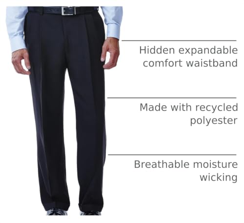 Haggar Men's E-Clo Repreve Classic Fit Pleat Front Dress Pant with Hidden Expandable Waistband Black 44W x 30L by Haggar - Used condition - Image 4