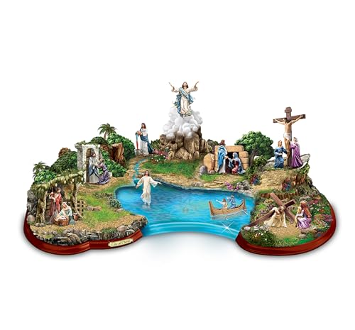 Thomas Kinkade Life of Christ Illuminated Masterpiece Sculpture, Hand-Painted Collectible Depicting Nativity, Miracles, Crucifixion and Resurrection, Bradford Exchange Exclusive