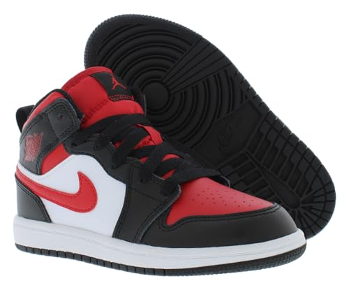 Nike Jordan Preschool Jordan 1 Mid PS 640734 079 - Size 12C Black/Fire Red-white2