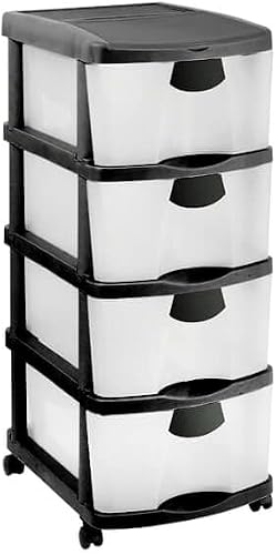 4 Maxi Drawer Storage Tower with Wheels – Black