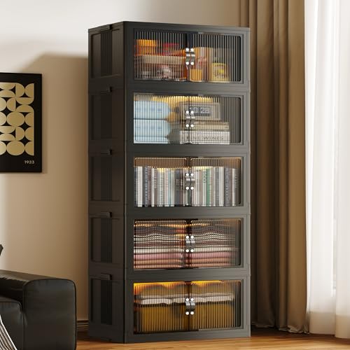 SAILUN 136Gal/543Qt Stackable Storage Bins Folding Collapsible Storage Bins with Lid, Closet...