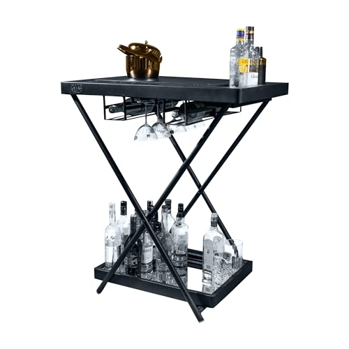 Image of HAUS OF BARS by SpeedX - Model J - Multi-Functional, Portable and Foldable Bar Table in Matte Black Finish