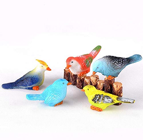 SANHOC 20 adornos multicolores para pájaros, decoración de jardín de hadas, miniaturas, decoración para terrario, bonsái, maceta de flores de inicio, artesanía: mezcla de diseñador