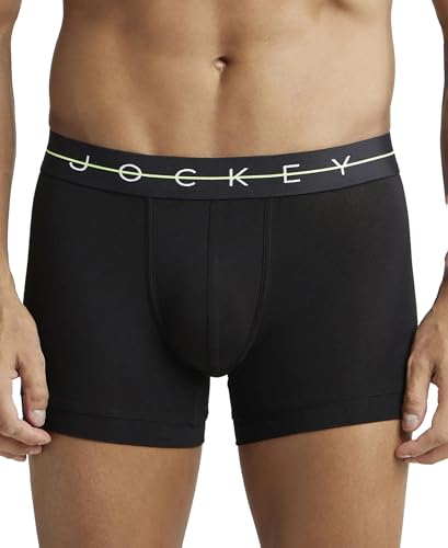 Jockey Men’s Cotton Blend Solid Trunks (Pack of 1) (NY16_Black_L)