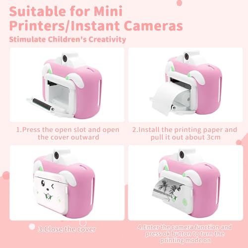 Thermopapier für Kinder Sofortbildkamera - 12 Rollen für Kinderkamera, Nachfülldruckpapier Weiß für Thermodrucker, Scrapbooking, Fotos, Notizen, Etiketten (57mm x 500mm)