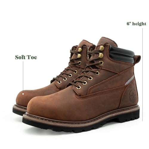 Work Boots for Men Soft Toe Insulated Non Slip Comfortable Black/Brown Leather Rubber Industrial & Construction Boots3