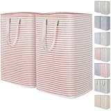 Lifewit 2 Pack Laundry Hamper Large Collapsible Laundry Baskets, Freestanding Waterproof Clothes Hamper with Easy Carry Handles in Laundry Room Bedroom Bathroom College Dorm, Pink, 2 x 80L