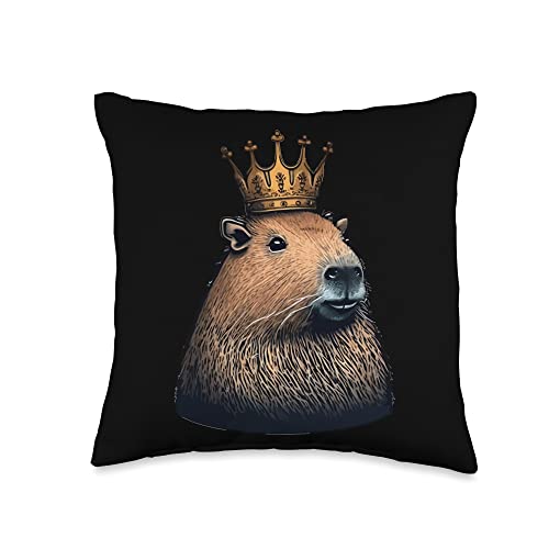 capybara Wearing a Crown Throw Pillow