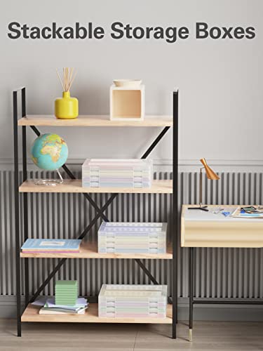 Ibune 4 Pack A4 File Portable Project Case, Scrapbook Paper Storage Boxes For 8.5 X 11 Paper, Plastic Storage Box Office Documents Holder, Inner Size 12.2 X 8.9 X 0.7 In #TOP6