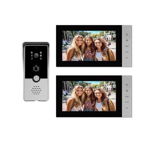 Timbre con vídeo Inteligente Videoportero cableado, 2 monitores, Puerta analógica de última neración, Puerta económica, teléfono para hogares Inteligentes, oficinas y hogares