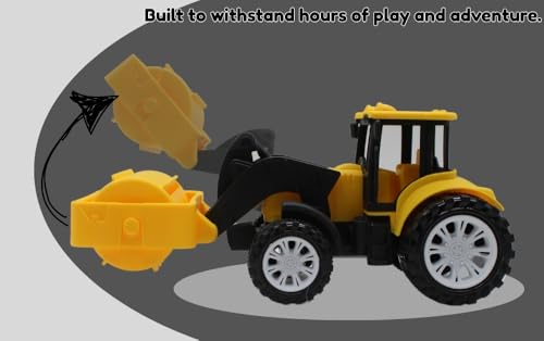 Image of Friction Powered Road Roller Toy for Kids Toddlers Boys Girls | Pull Back Construction Vehicle Toy with Front Roller | Steam Roller Truck Toy Age 4+ | BIS Certified | NeoKiddo (Yellow)