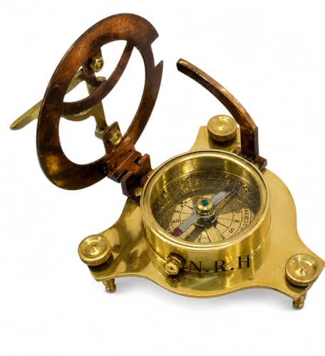 Brújula de bolsillo de latón hecha a mano, reloj de sol redondo West London, accesorio steampunk, brújula para barco marino miniatura 7