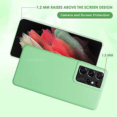 Image of LIRAMARK Liquid Silicone Soft Back Cover Case for Samsung Galaxy S21 Ultra (Mint Green)
