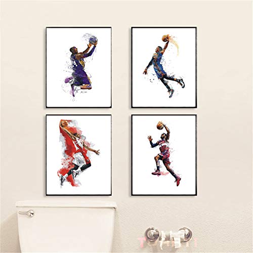 Basketball Art Canvas Painting,Kobe Bryant Poster Pictures Prints ,Basketball Wall Art Prints Suitable For Boys Bedroom, Frameless,(8X 10 Inx4) #TOP2