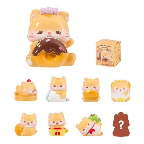 Popobox Cat Bake Shop Series Blind Box Figures, Random Design Action Figures Collectible Toys for Birthday Gift, Home Decorations, Single Box